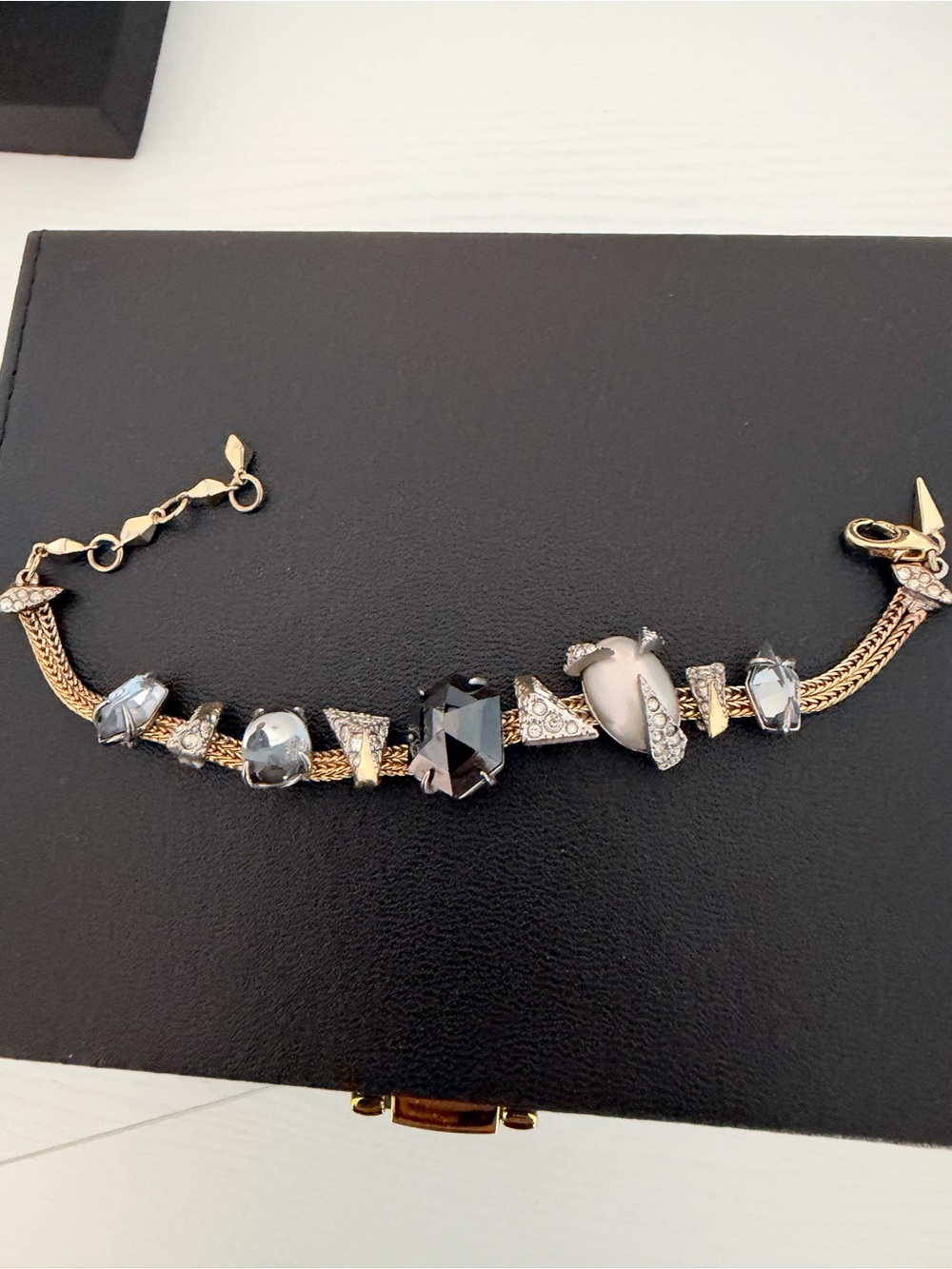 Alexis Bittar Gold-Tone Bracelet with Black and Gray Stones